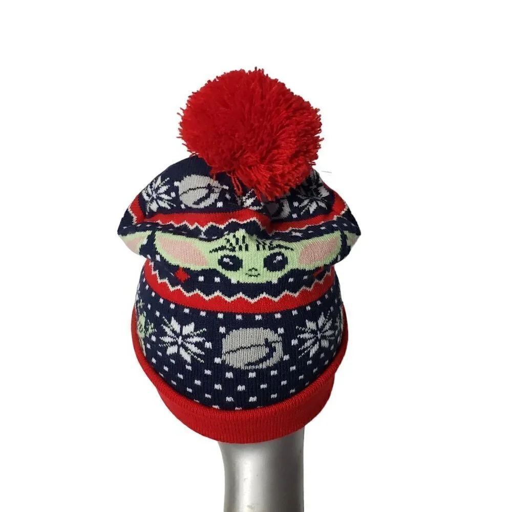 NEW Star Wars Mandalorian Grogu The Child Winter Holiday Pom Slouch Beanie Hat